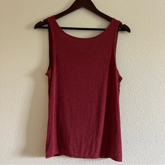 Zyia Red / Burgundy / Maroon Swirl Low Tie Back Athletic Workout Tank in Small - Picture 6 of 13